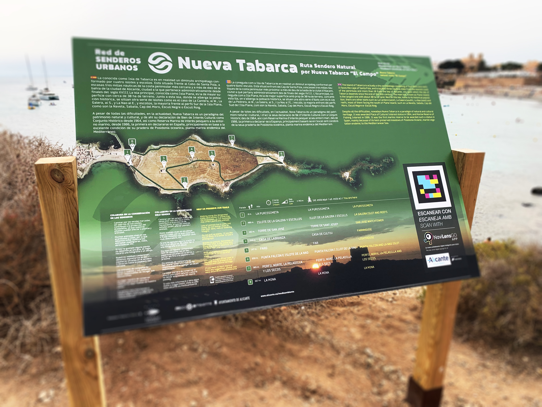 Señalética en el Campo de Nueva Tabarca